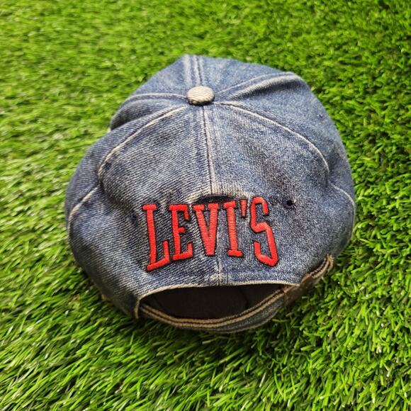 VTG 90s Levi's "Legends Never Die" Embroidered Faded Denim Dad Hat Baseball Cap - Picture 3 of 12